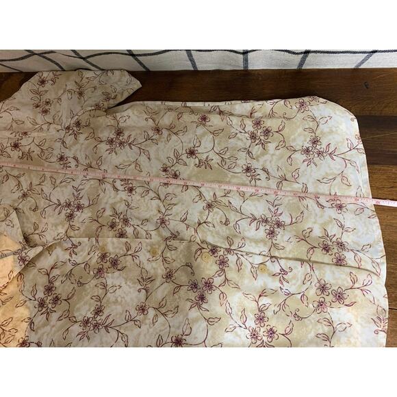 Vintage Liz Baker Button up V- Neck Blouse Size 8 Floral Pattern Neutral Tones - Picture 6 of 7